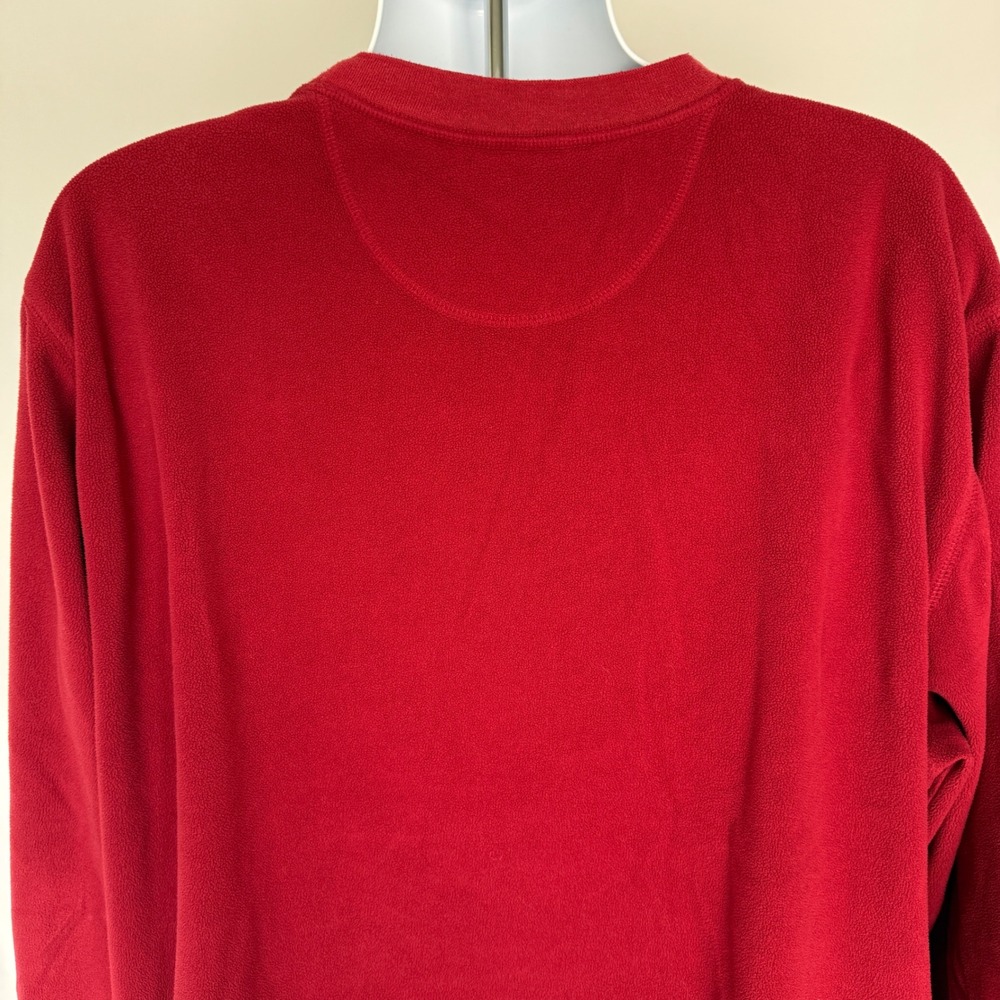 LL Bean Mens XXL Red Fleece Pullover Crew Neck Zip Chest Pocket OHJX9 - Picture 5 of 9